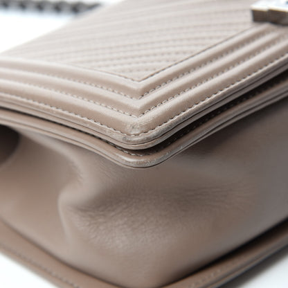 Chanel Calfskin Chevron Quilted Medium Boy Flap Taupe 8 of 16