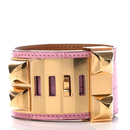 Hermes Matte Alligator Collier De Chien CDC Bracelet T3 5P Pink 3 of 6