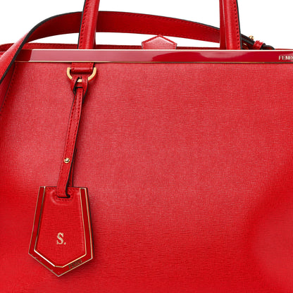 Fendi Vitello Elite Flamingo Regular 2Jours Tote Rosso Fiamma 7 of 13