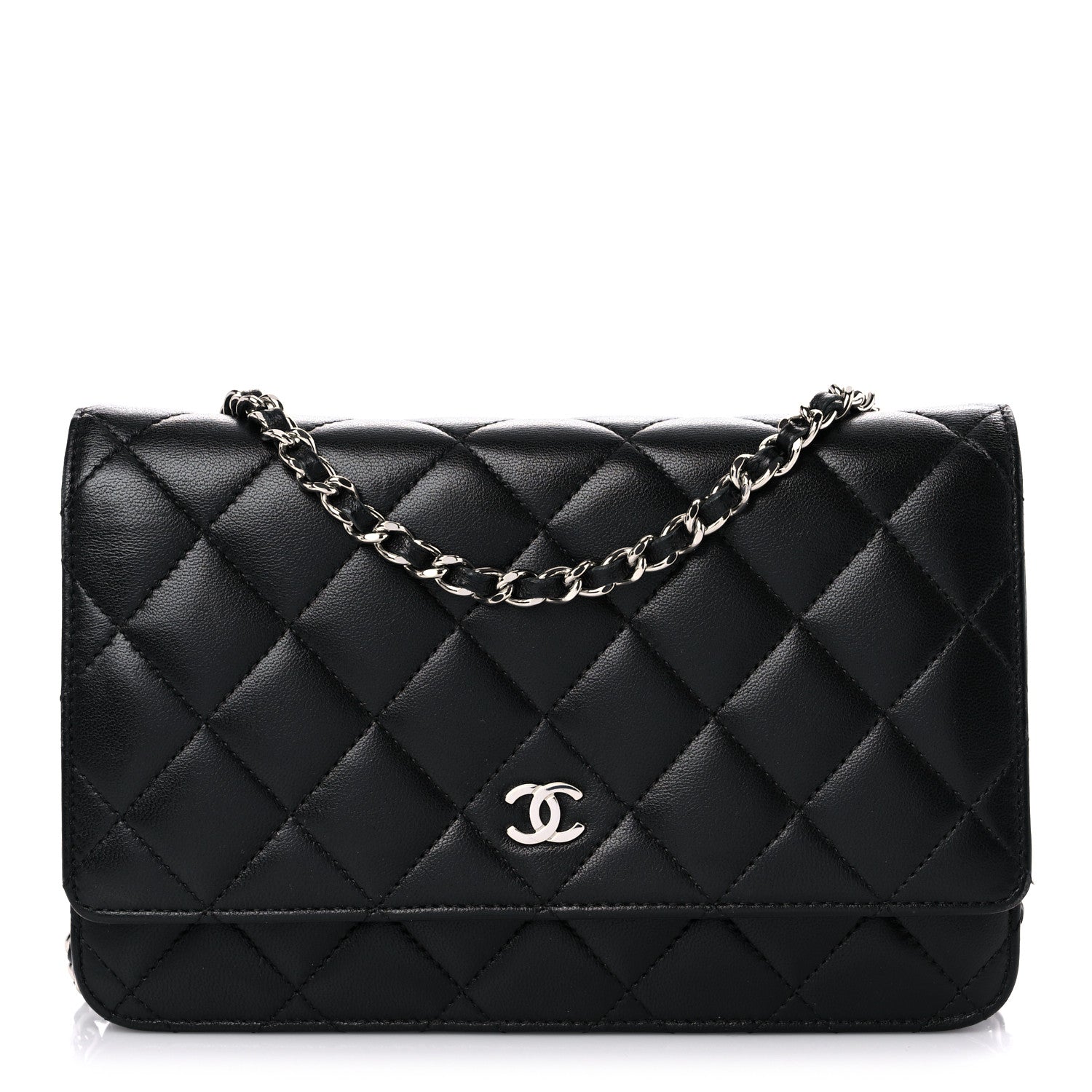 Chanel Lambskin Quilted Wallet On Chain WOC Black 1 of 16