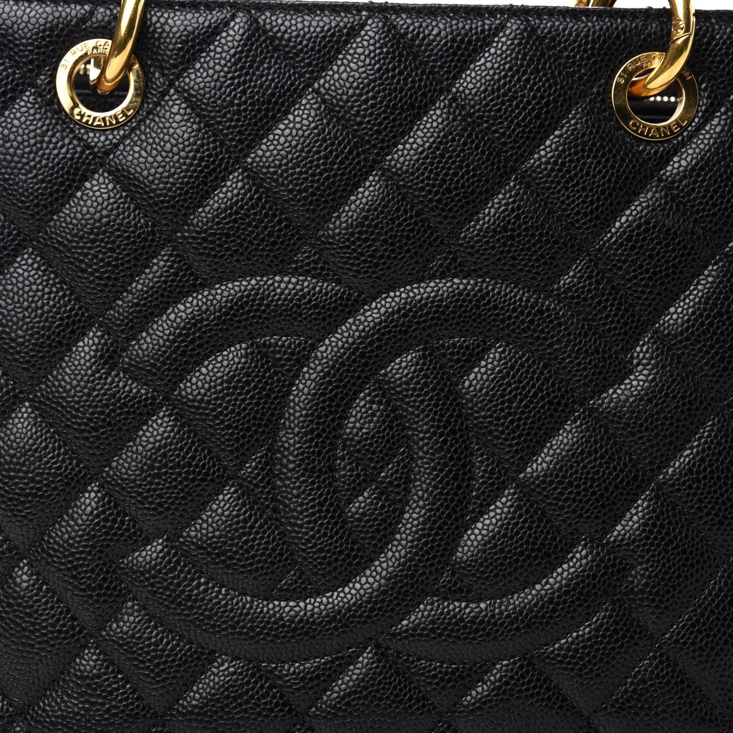 Caviar Quilted Grand Shopping Tote GST Black