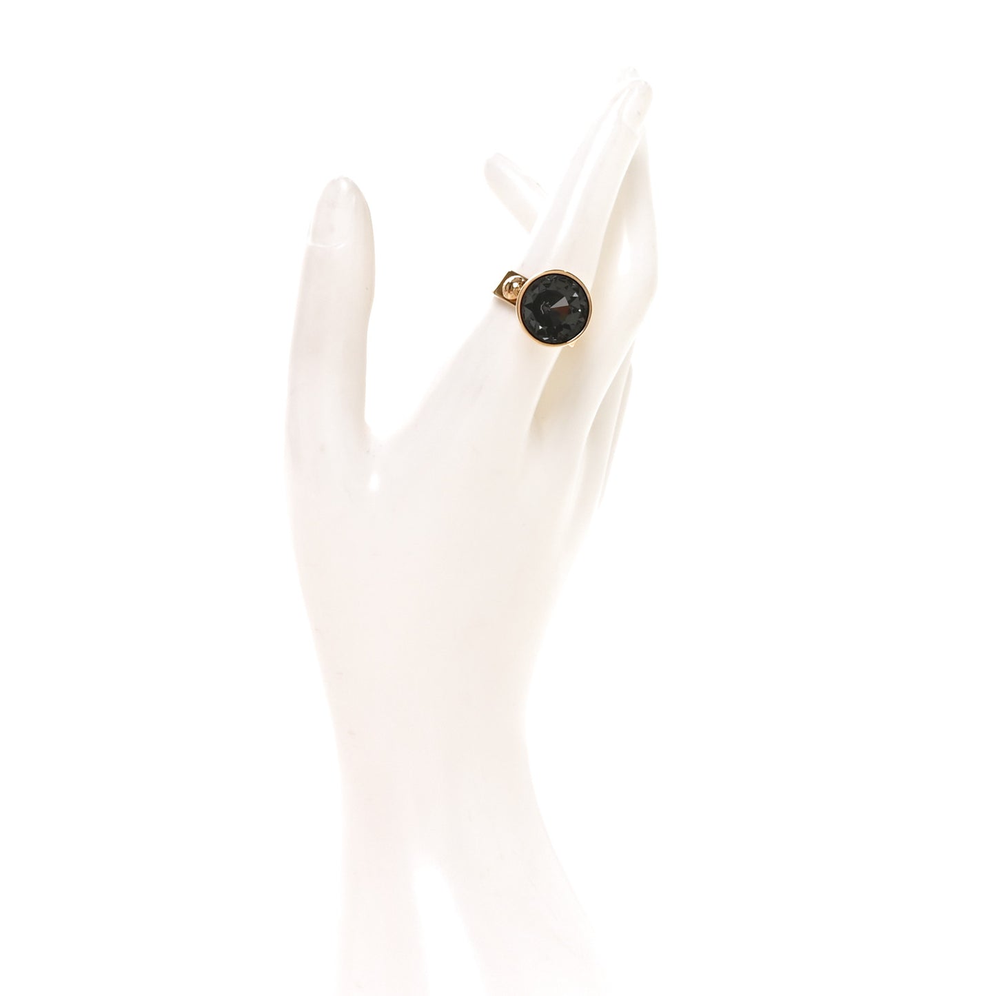 Crystal Ring L Gold Black