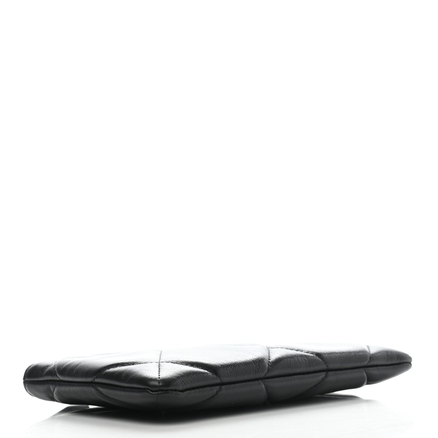 Shiny Goatskin Quilted Small Chanel 19 Pouch Black