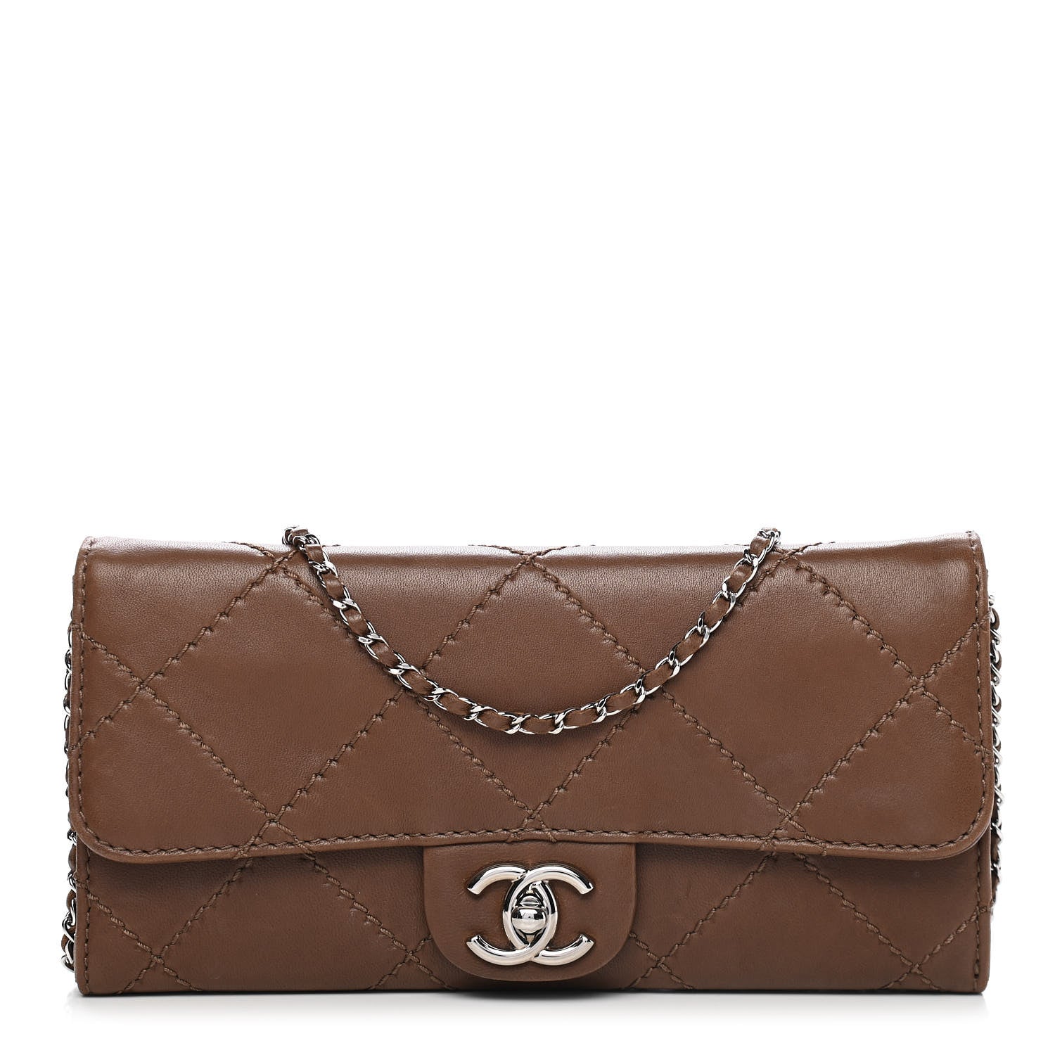 Chanel Lambskin Stitched Orient Express Wallet on Chain WOC Brown 1 of 8