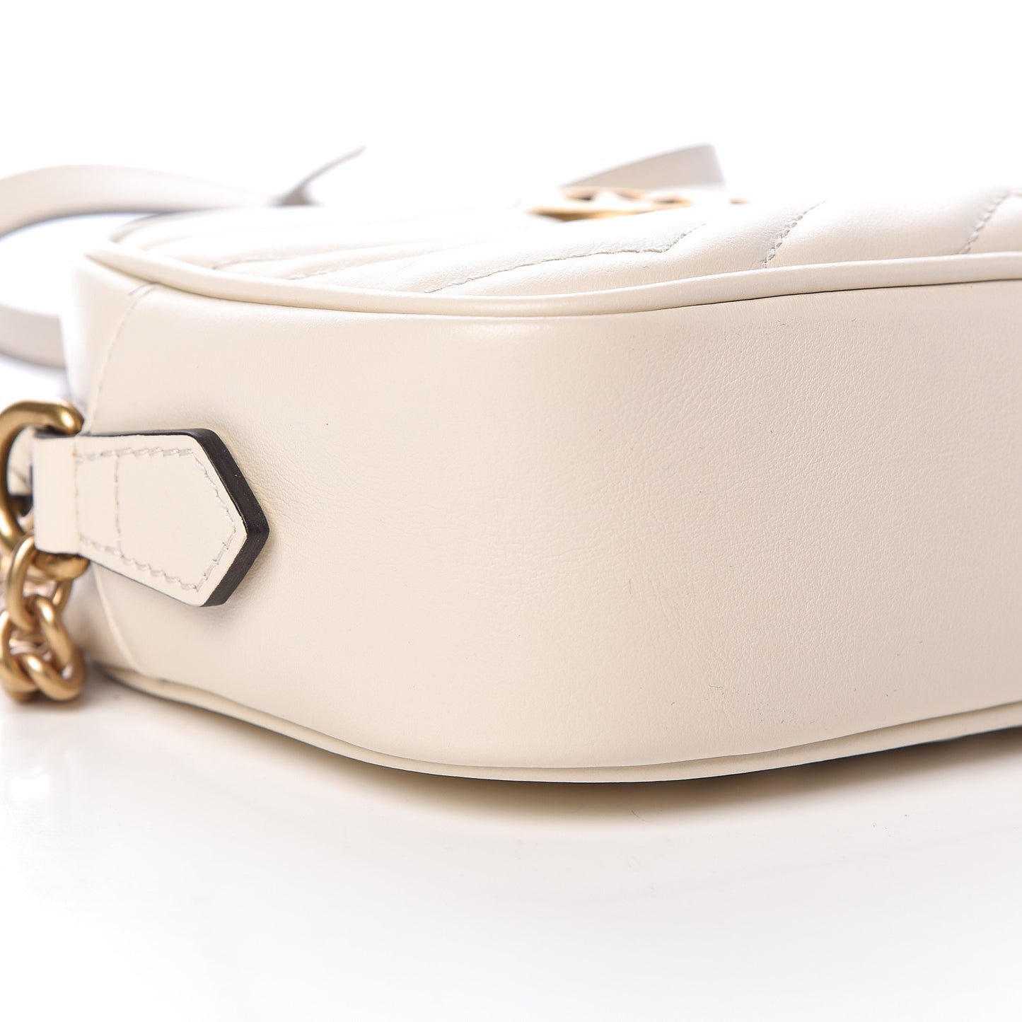 Calfskin Matelasse Mini GG Marmont Chain Shoulder Bag White