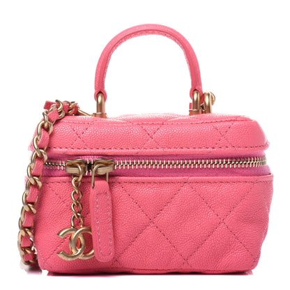 Chanel Caviar Quilted Mini Top Handle Vanity With Chain Pink 1 of 12