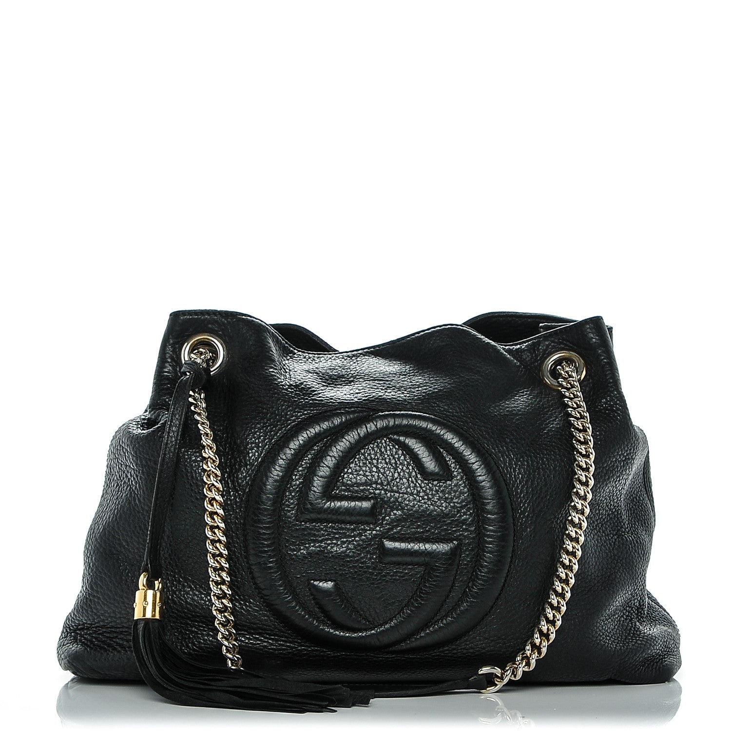 Gucci Pebbled Calfskin Medium Soho Chain Shoulder Bag Black 1 of 9