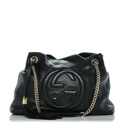 Gucci Pebbled Calfskin Medium Soho Chain Shoulder Bag Black 1 of 9