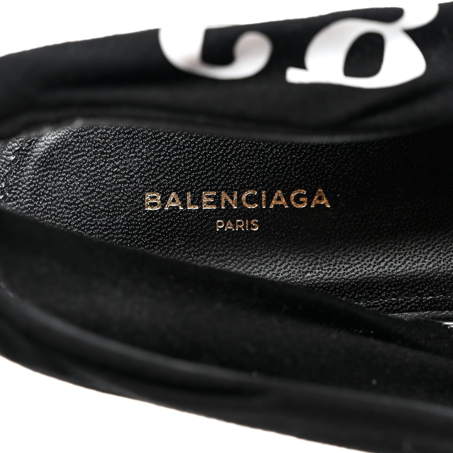 Balenciaga Jersey Crepe Political Campaign Logo Knife Pointed Slingback Flats 38 Black White Rouge 7 of 8