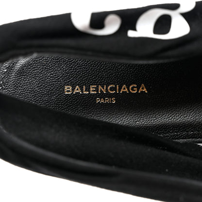 Balenciaga Jersey Crepe Political Campaign Logo Knife Pointed Slingback Flats 38 Black White Rouge 7 of 8