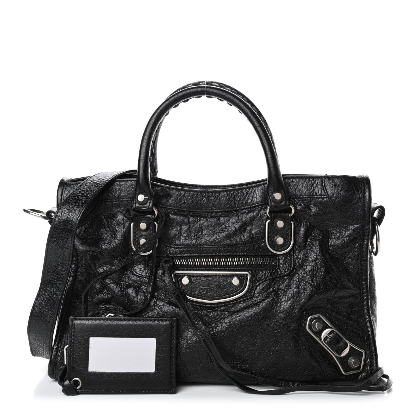 Chevre Silver Metallic Edge Hardware S City Black