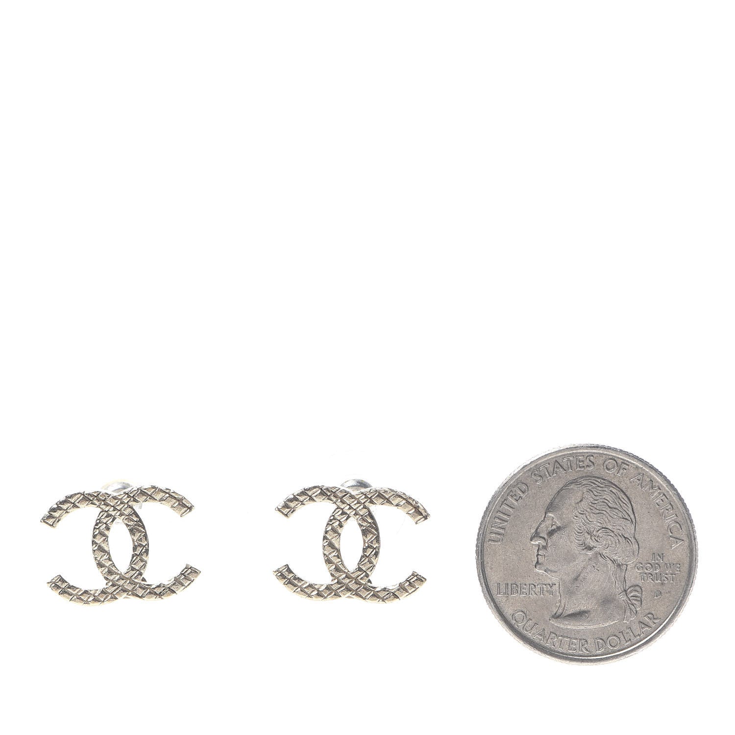 Chanel Quilted CC Earrings Gold 2 of 6