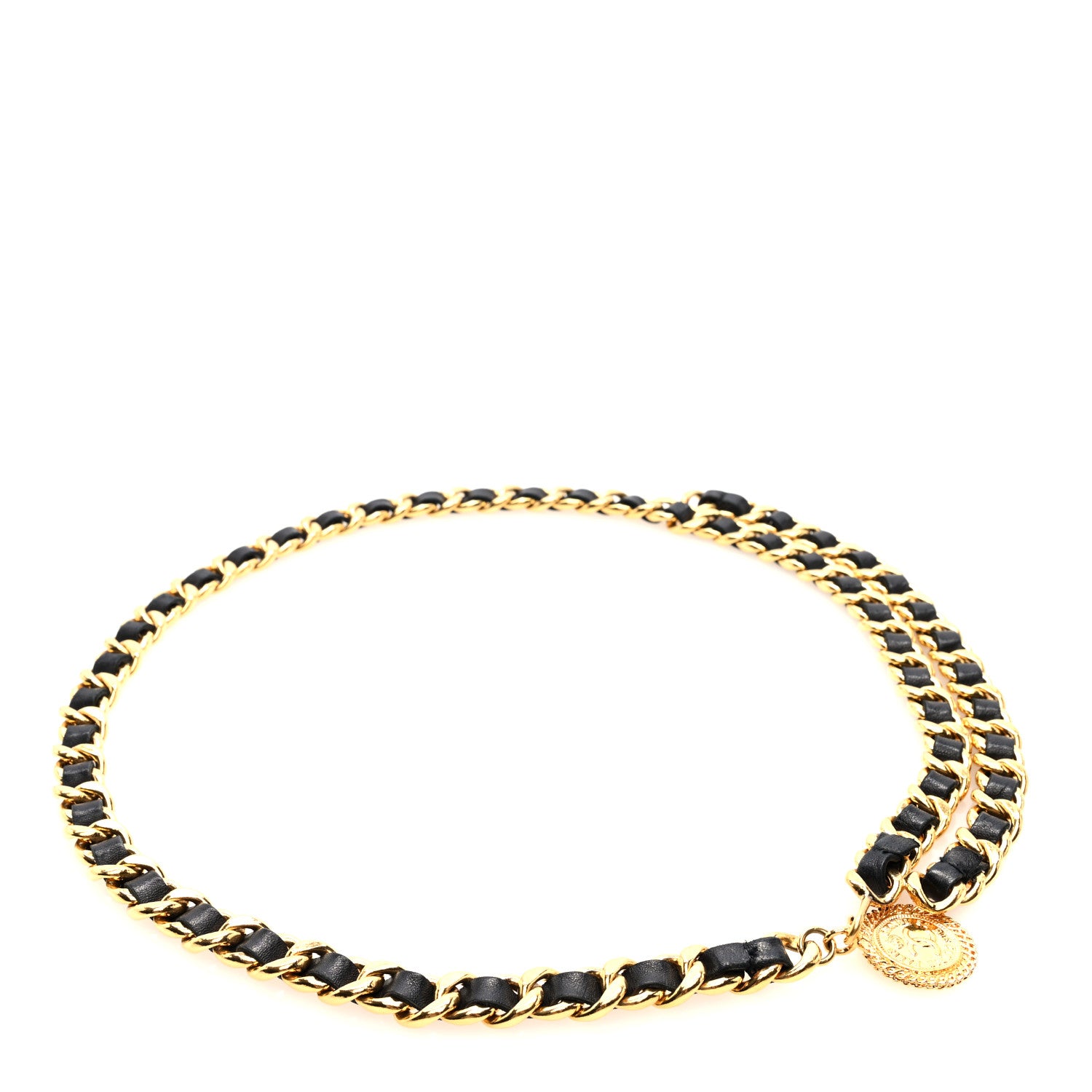 Chanel Lambskin Chain CC Medallion Belt Black Gold 1 of 3