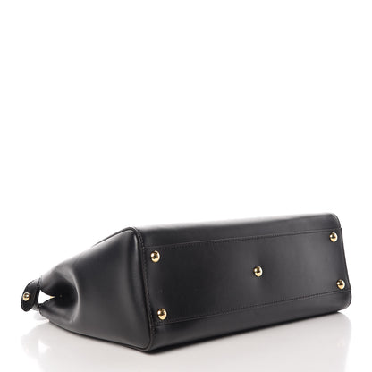Fendi Vitello Morgan Fabric Jacquard Pequin Medium Peekaboo Iconic Satchel Black Tobacco 5 of 11
