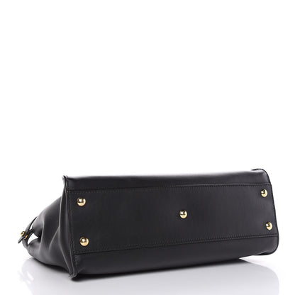 Fendi Vitello Seta Shiny Nappa Medium Peekaboo Iconic Satchel Black 4 of 9