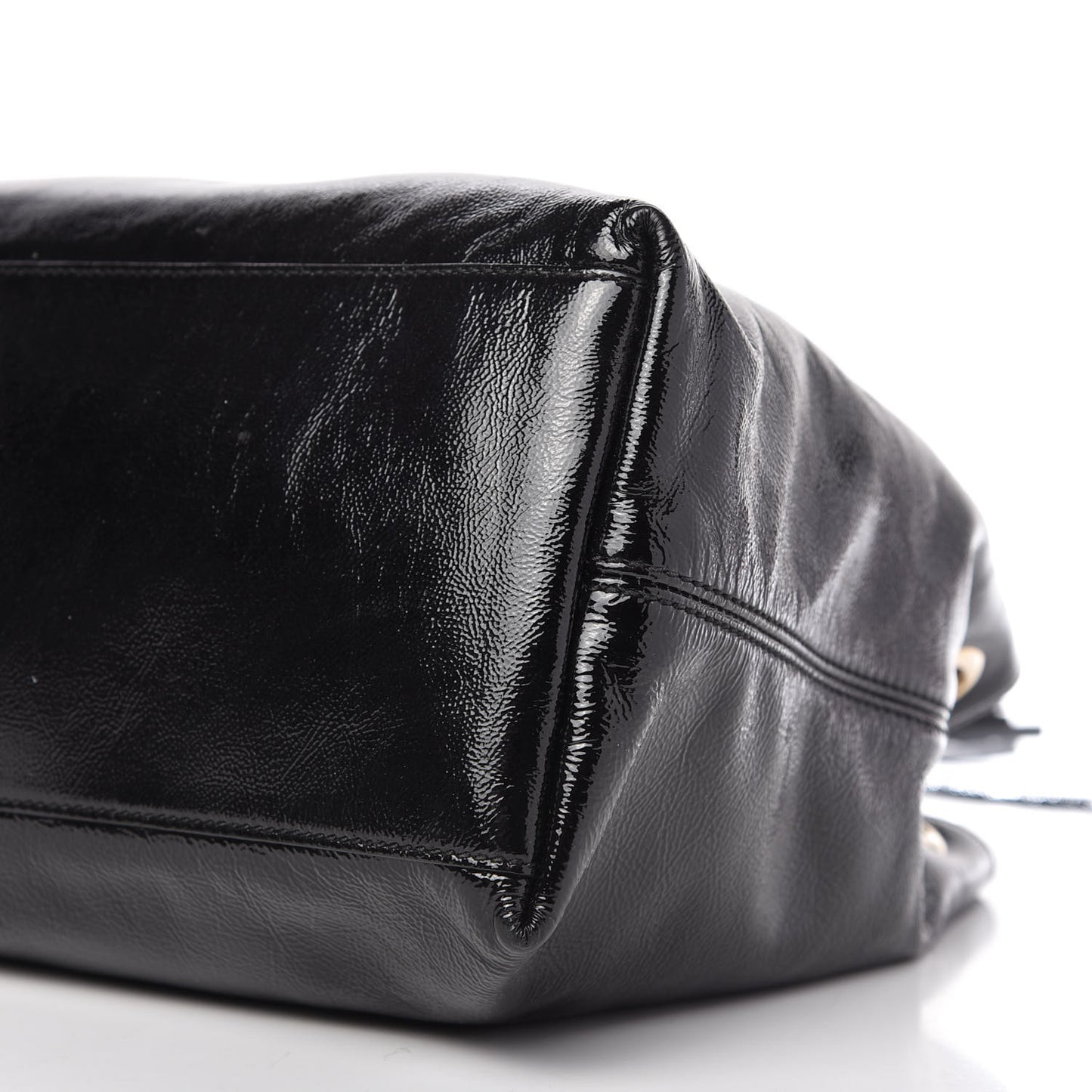 Patent Medium Soho Chain Shoulder Bag Black