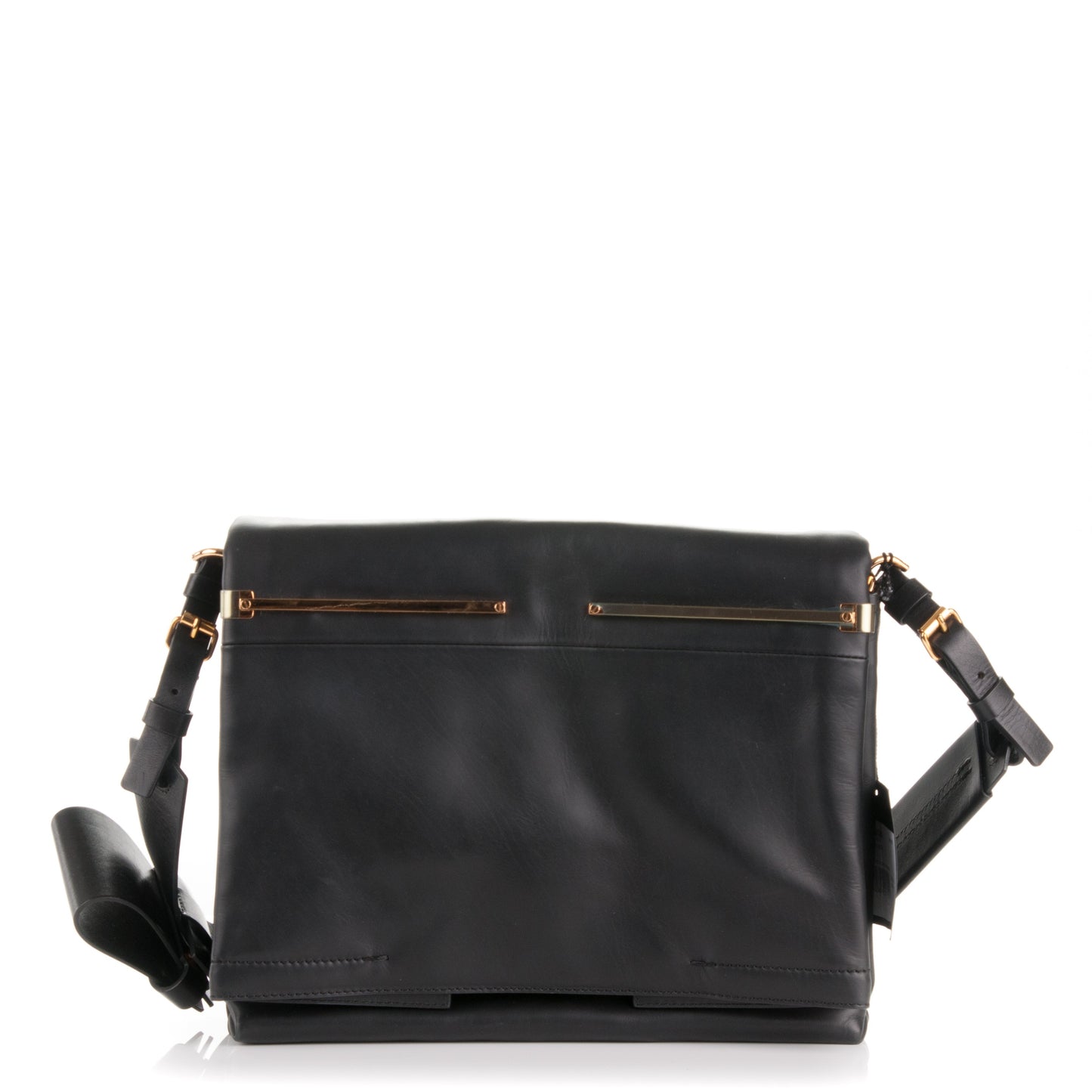 Calfskin Flap Shoulder Bag Black
