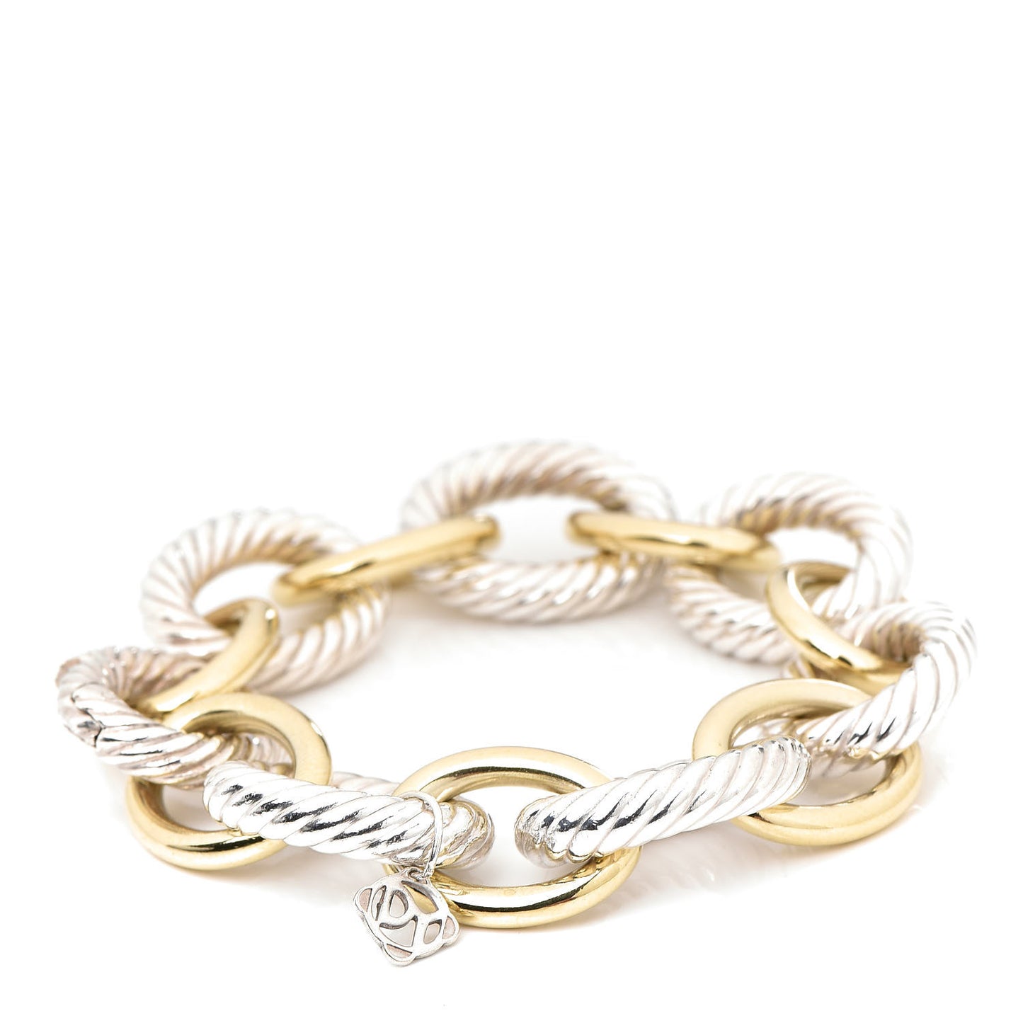 Sterling Silver 18K Yellow Gold 17mm Extra Large Oval Link Bracelet