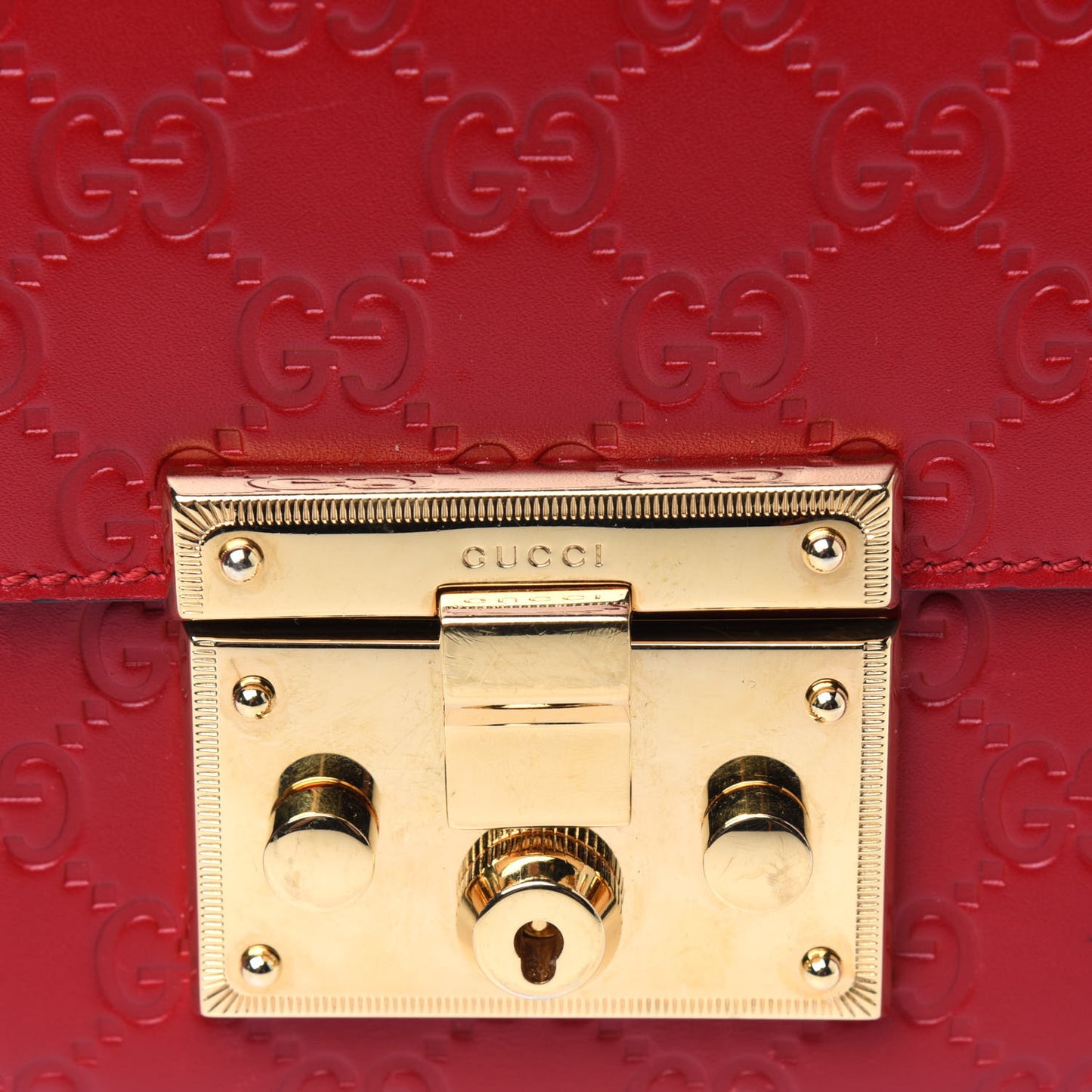 Guccissima Medium Padlock Shoulder Bag Hibiscus Red