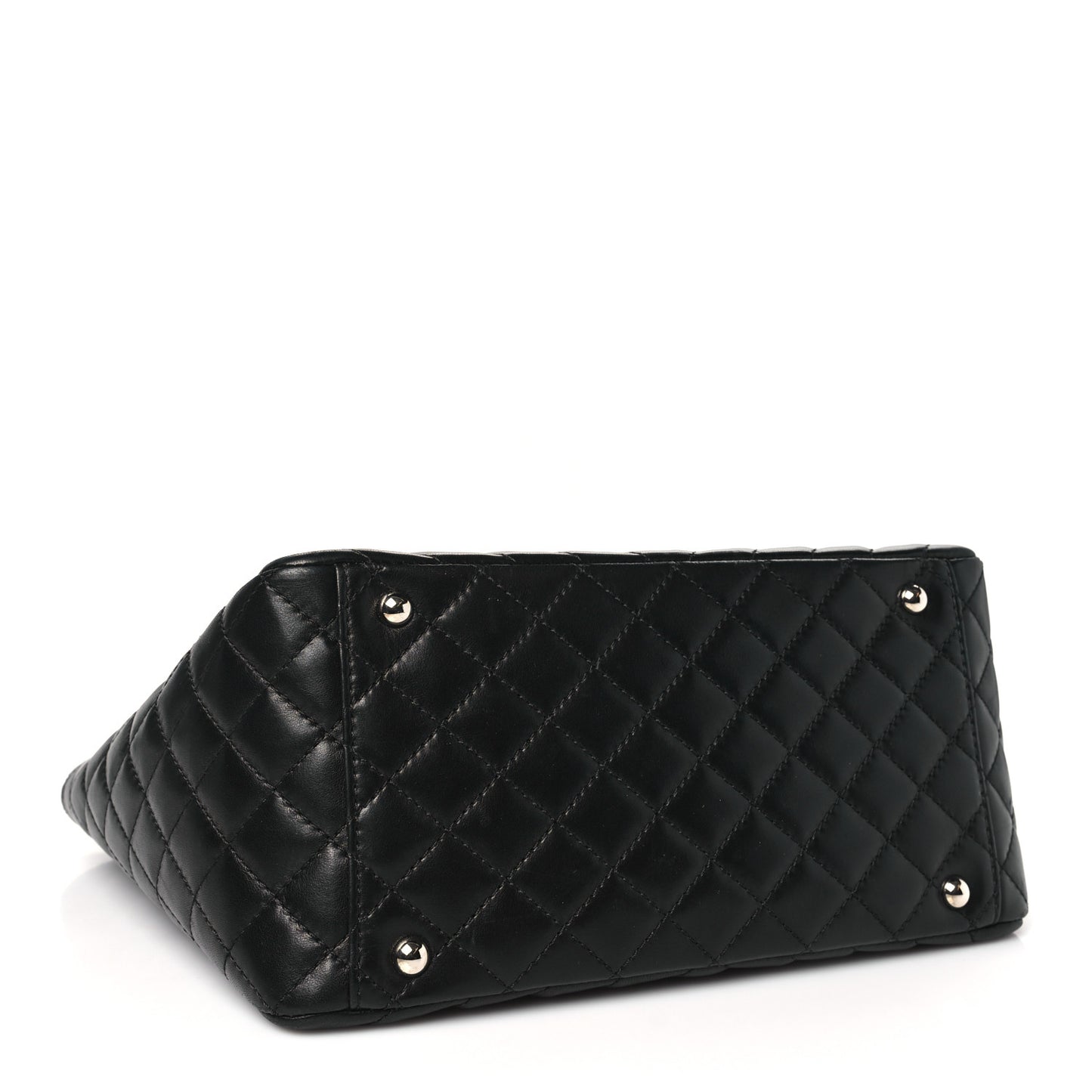 Lambskin Surpique Chevron Quilted Tote Black