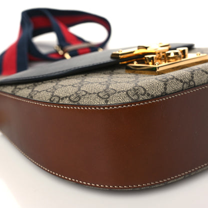 Gucci GG Supreme Monogram Web Medium Padlock Messenger Shoulder Bag Black 8 of 9