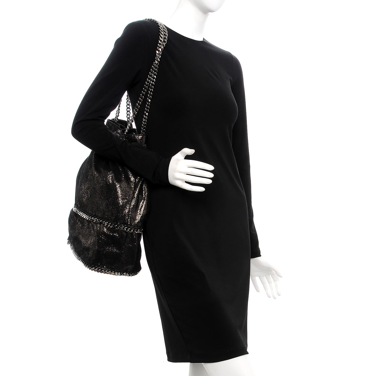 Stella McCartney Chamois Shiny Dotted Large Falabella Bucket Bag Ruthenium 2 of 6