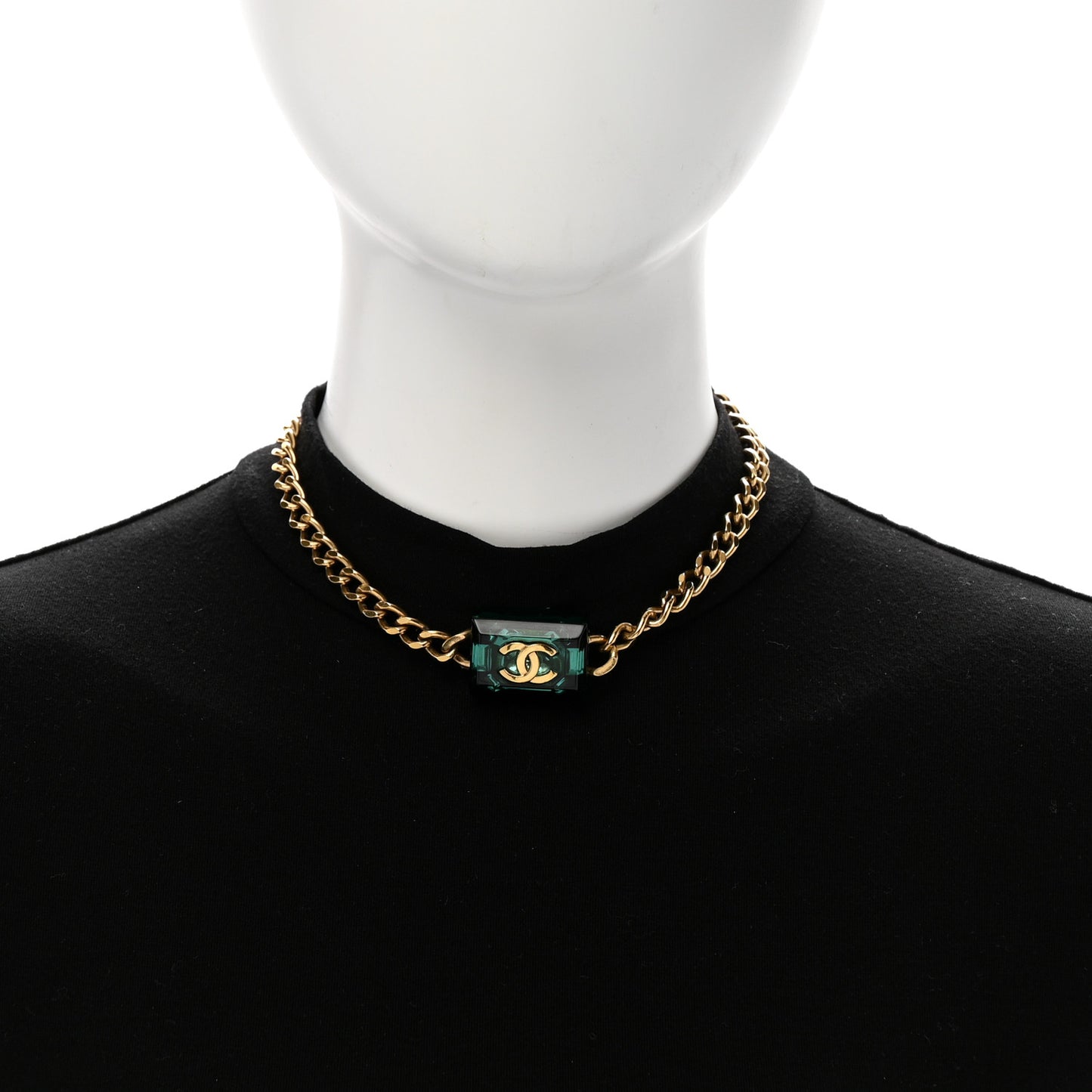Metal Resin CC Square Choker Gold Green