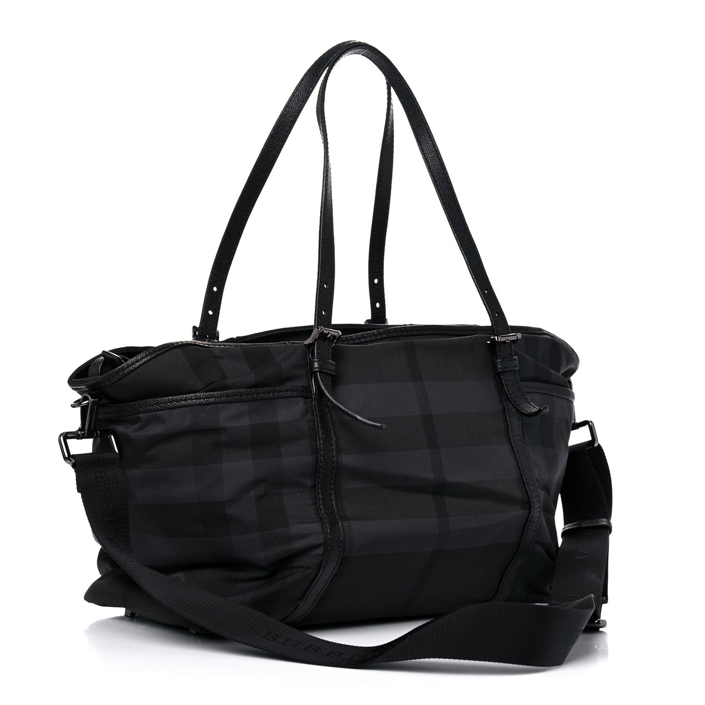 Nylon House Check Diaper Bag Black
