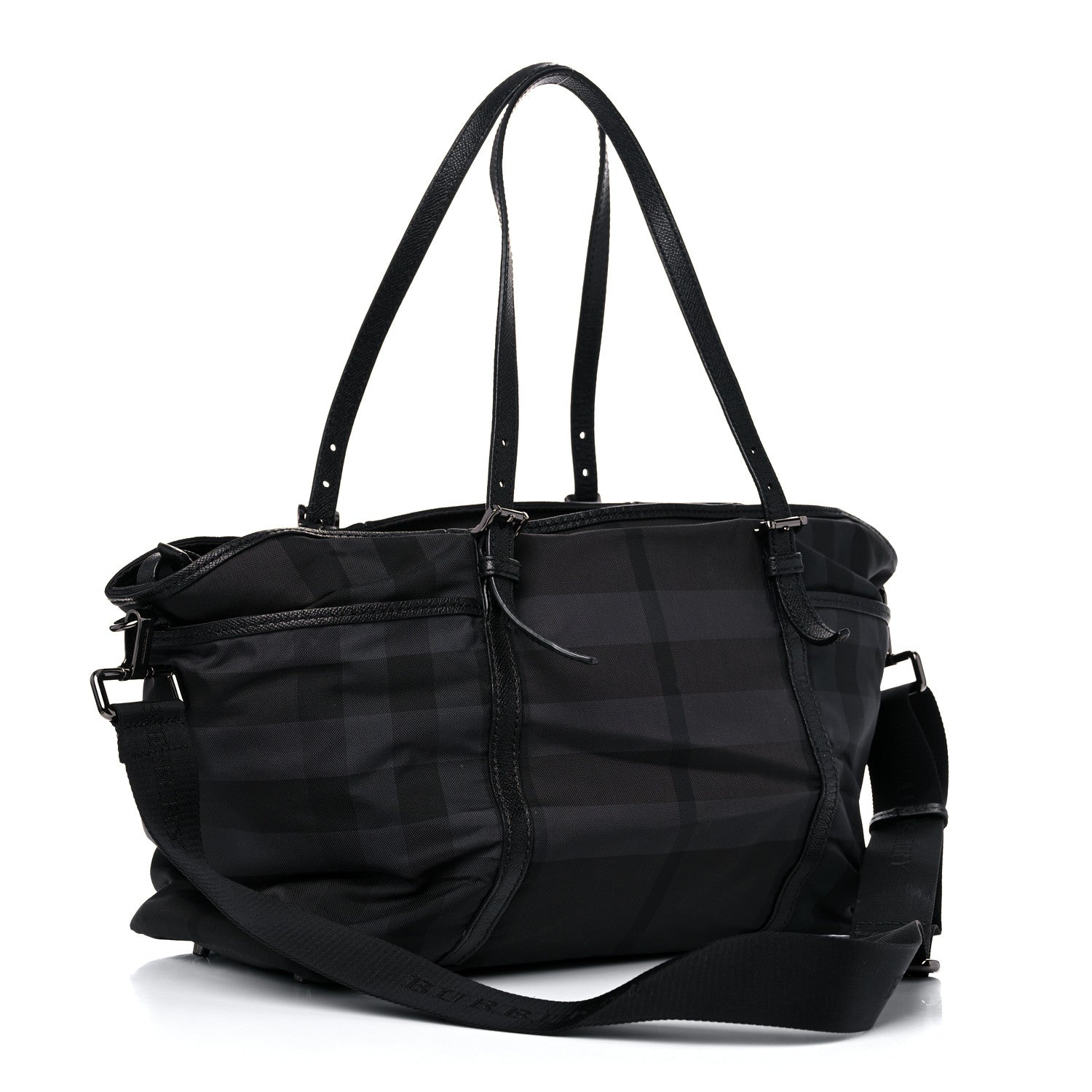 Burberry Nylon House Check Diaper Bag Black 2 of 11