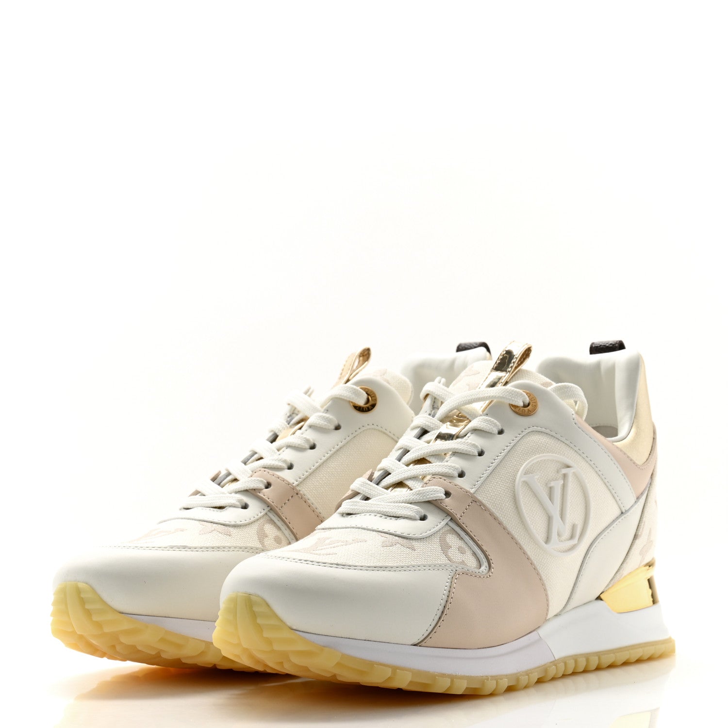 Louis Vuitton Monogram Calfskin Run Away Sneakers 38 Beige Gold 3 of 8