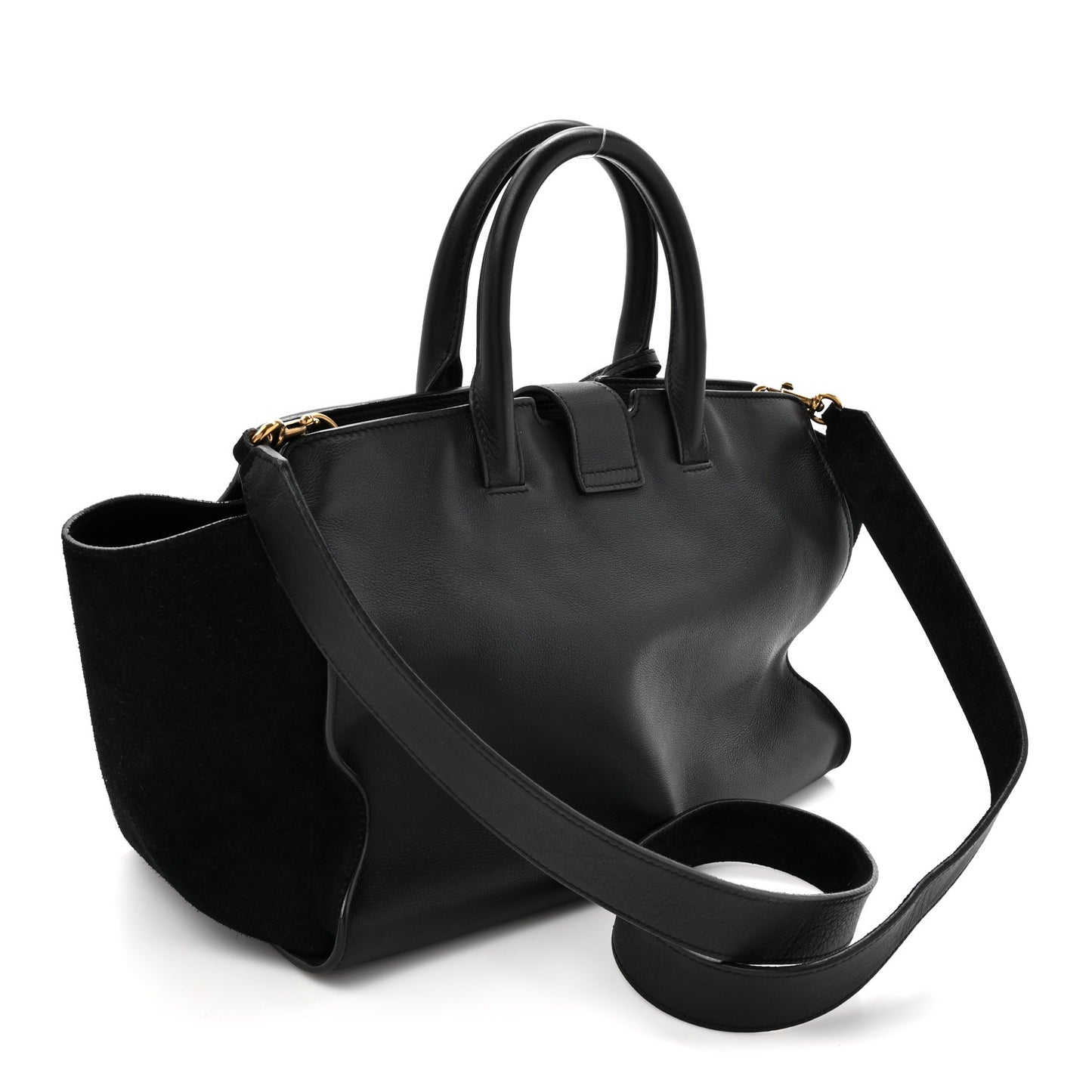 Calfskin Suede Small Monogram Downtown Cabas Black