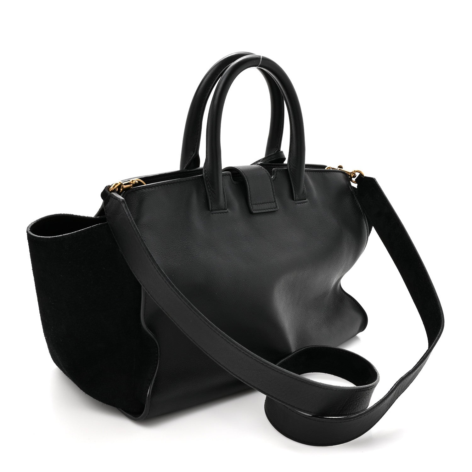 Saint Laurent Calfskin Suede Small Monogram Downtown Cabas Black 2 of 10