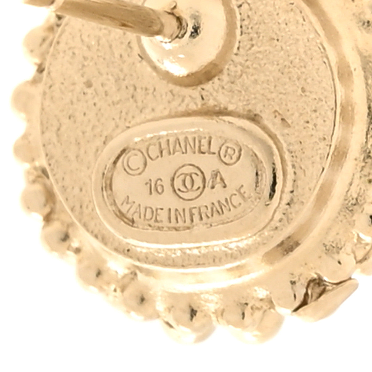 Chanel Metal Pearl Crystal CC Round Earrings Light Gold 4 of 5
