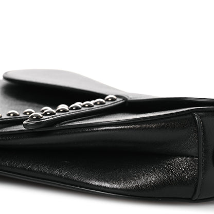 Christian Dior Shiny Crinkled Calfskin Studded Saddle Bag Black 10 of 12