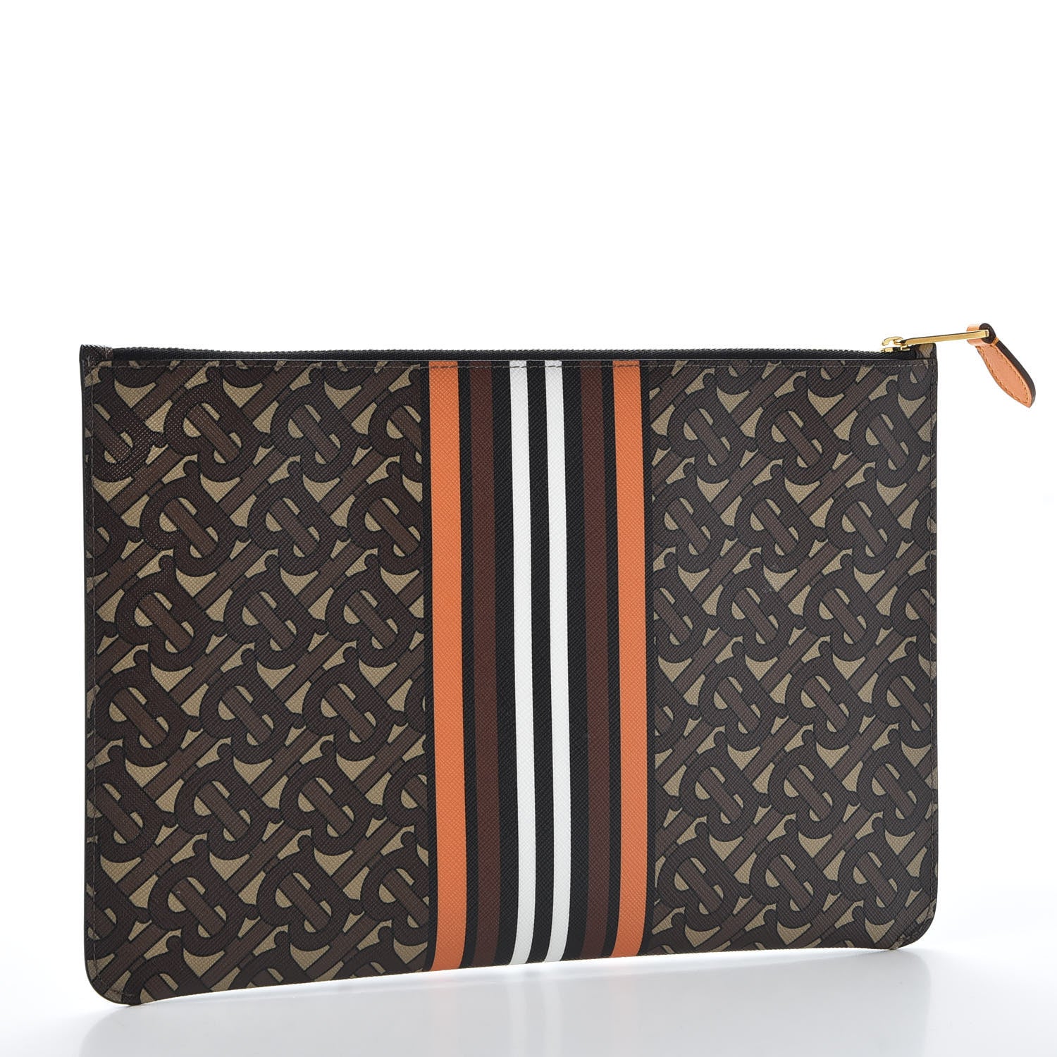 Burberry E-Canvas Monogram Stripe Zip Pouch Bridle Brown 2 of 8