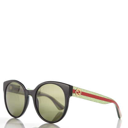 Gucci Acetate Round Web Sunglasses GG 0035S Black 1 of 8