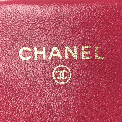 Chanel Calfskin Quilted Lady Handle Flap Card Holder With Chain Dark Pink 6 of 14