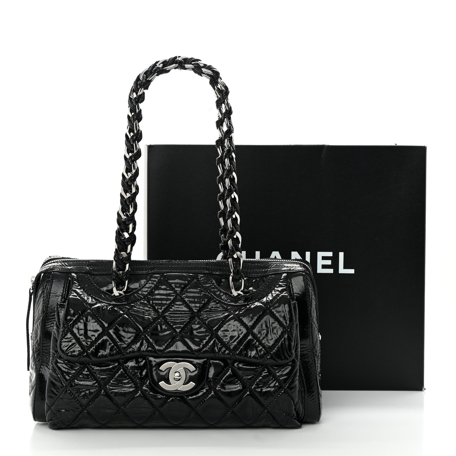 Chanel Patent Quilted Day Glo Flap Bag Black 22 of 22
