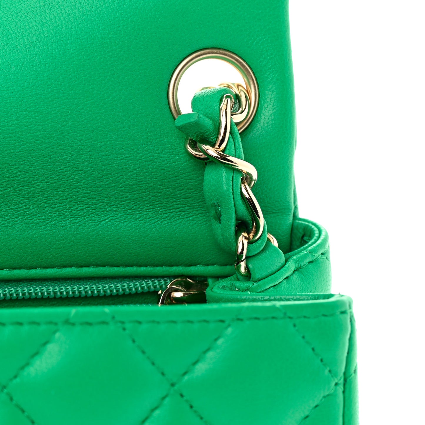Lambskin Quilted Mini Square Flap Green