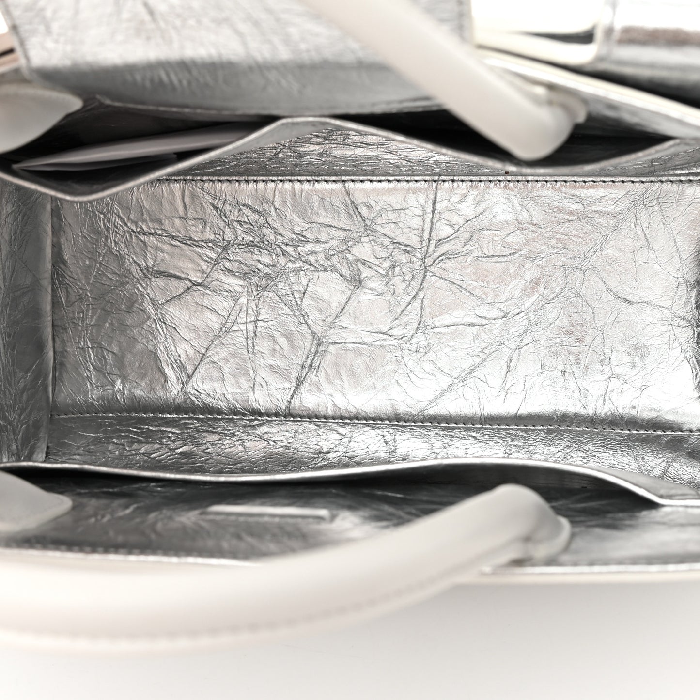 Metallic Calfskin Medium Diorever Flap Silver