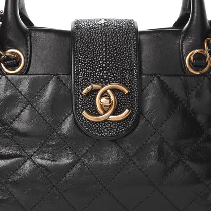 Chanel Glazed Calfskin Stingray Bindi CC Tote Black 13 of 13