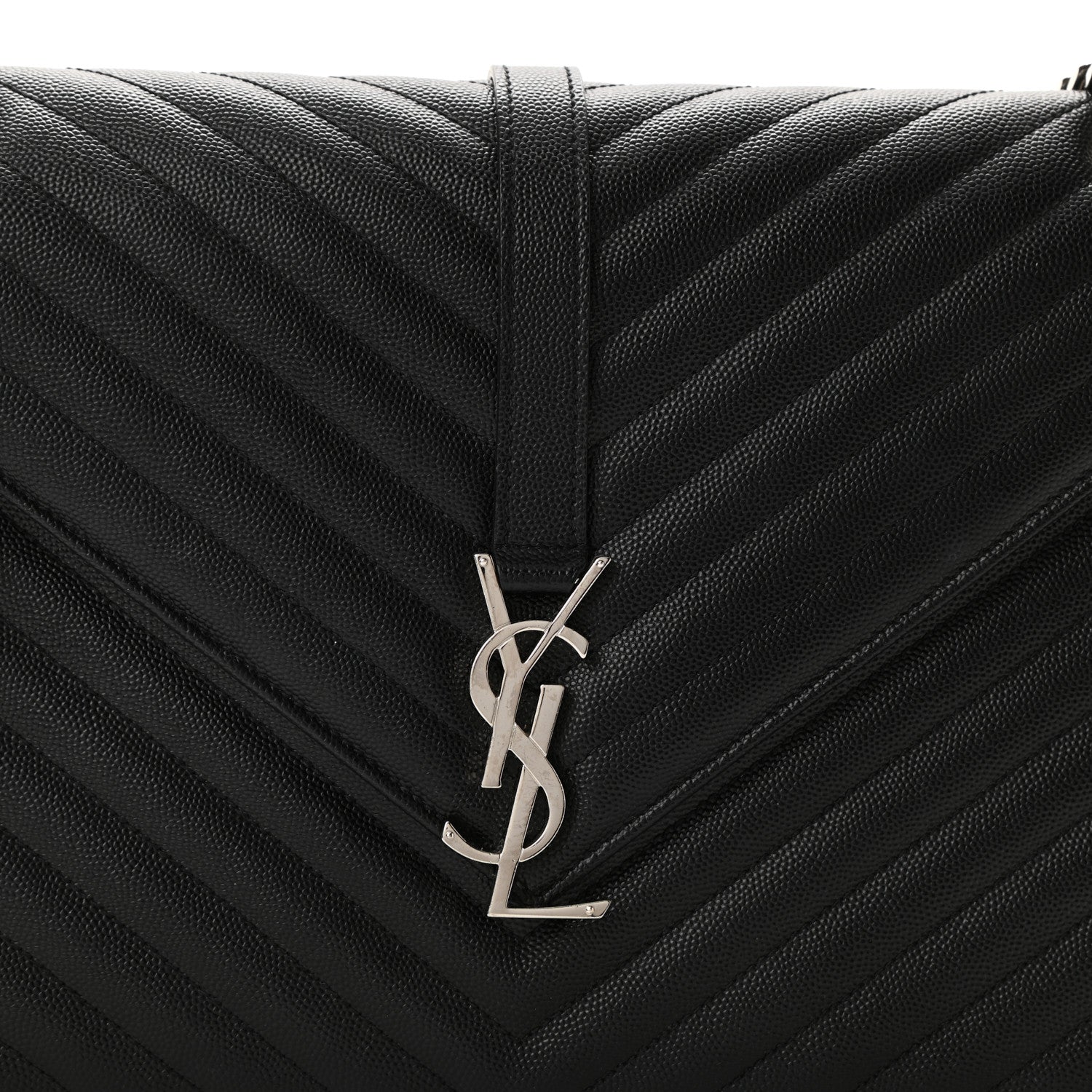 Saint Laurent Grain De Poudre Matelasse Chevron Large Monogram Satchel Black 8 of 10