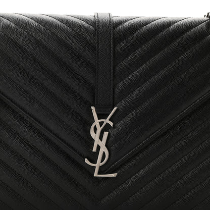 Saint Laurent Grain De Poudre Matelasse Chevron Large Monogram Satchel Black 8 of 10