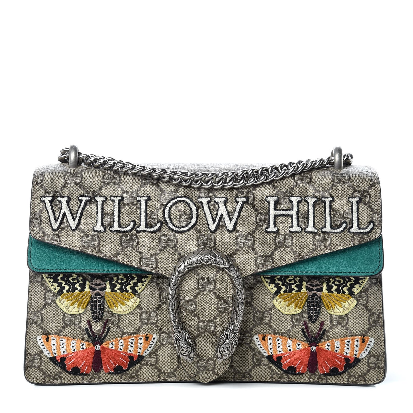 GG Supreme Monogram Willow Hill Embroidered Small Dionysus Shoulder Bag Emerald