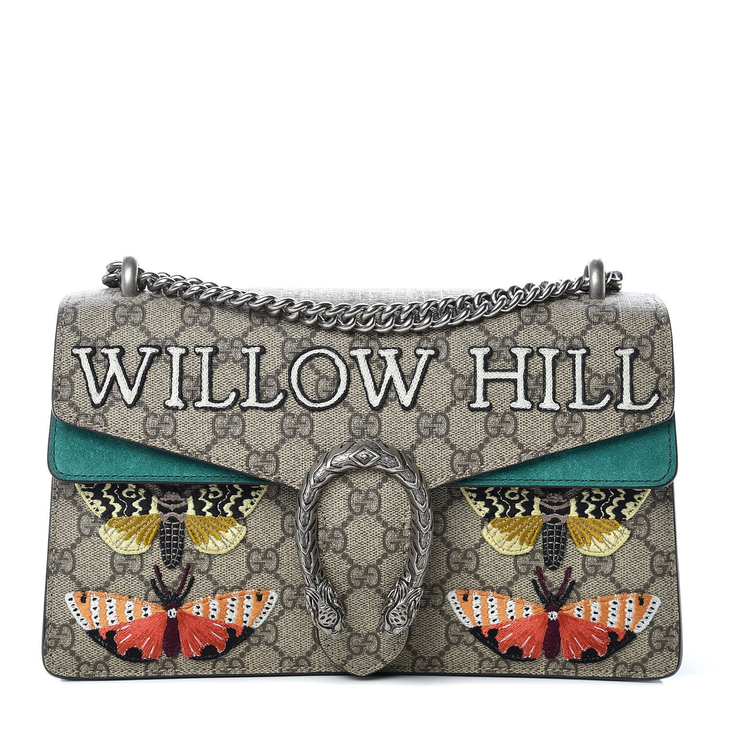 Gucci GG Supreme Monogram Willow Hill Embroidered Small Dionysus Shoulder Bag Emerald 1 of 10