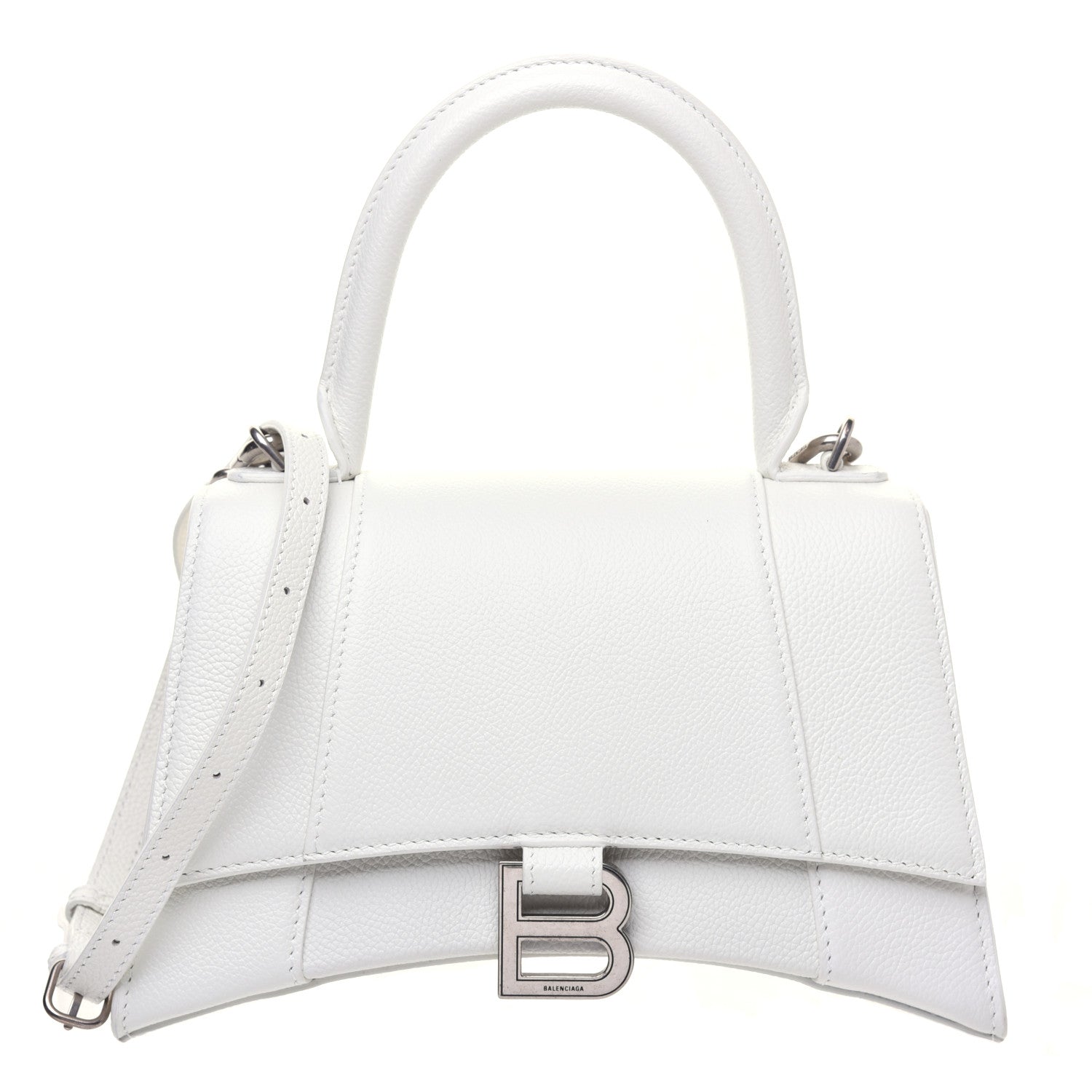Balenciaga Grained Calfskin Small Hourglass Top Handle Bag White 1 of 13