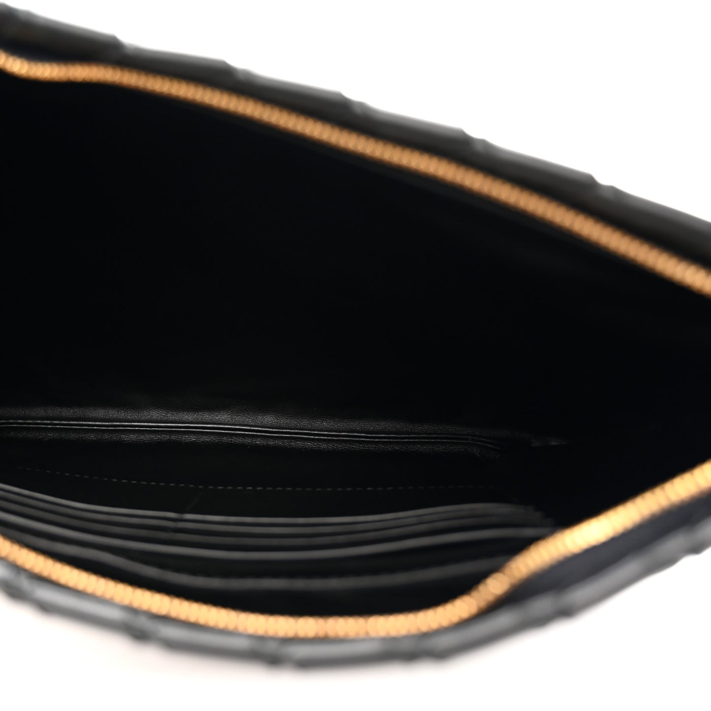 Nappa Intrecciato Medium Flat Zip Pouch Black