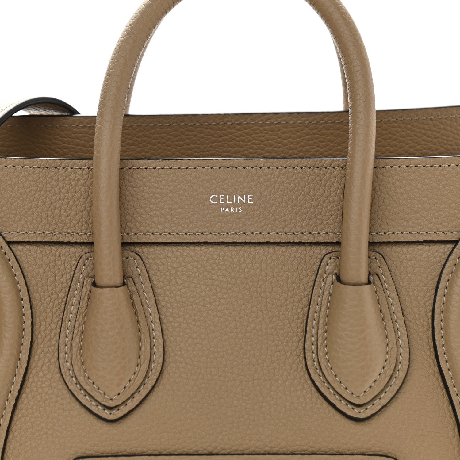 Celine Drummed Calfskin Nano Luggage Dune 8 of 10