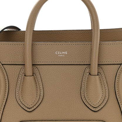 Celine Drummed Calfskin Nano Luggage Dune 8 of 10