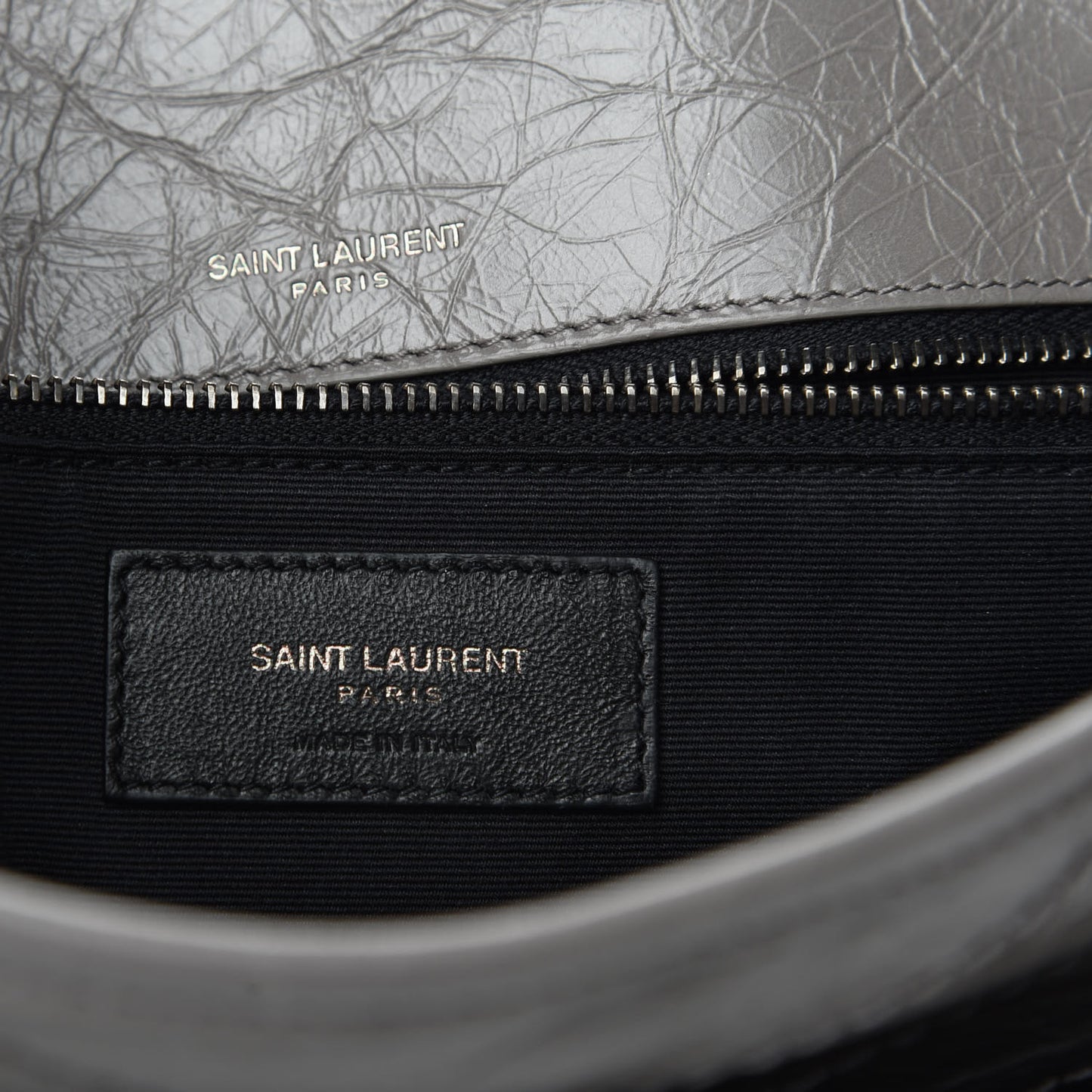 Crinkled Calfskin Matelasse Monogram Medium Niki Chain Satchel Fog